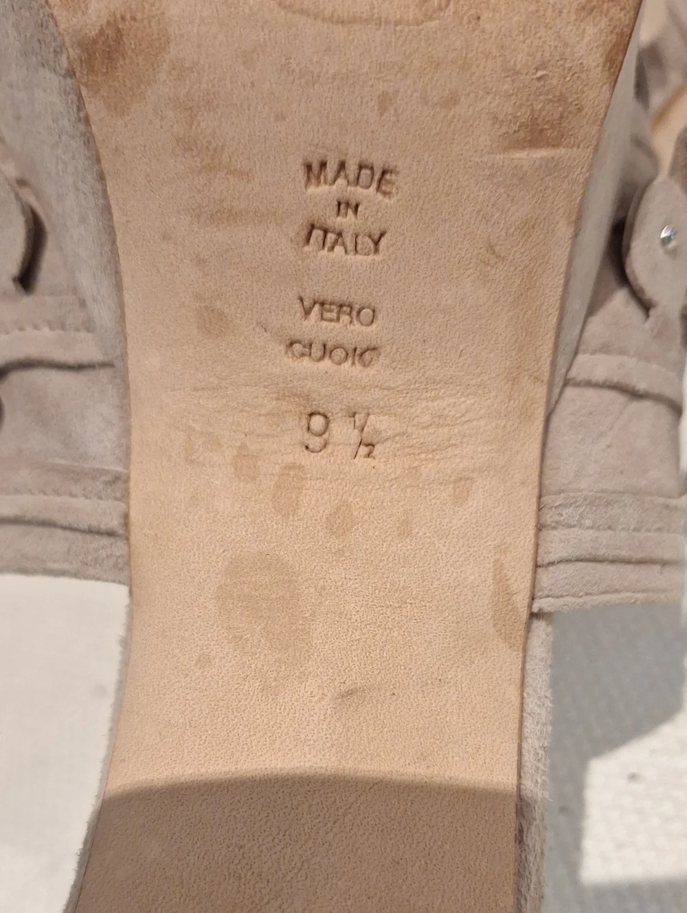Butter Beige Suede Scallop Petal Platform Mules - Picture 8 of 8